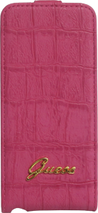 Чехол Guess для iPhone 5 Flip Croco Matt Pink